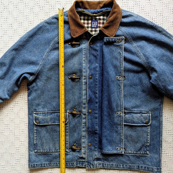 Vintage GAP Fireman Men's Jacket XXL Denim Barn Chore Coat Cabincore Heavyweight - Picture 6 of 8